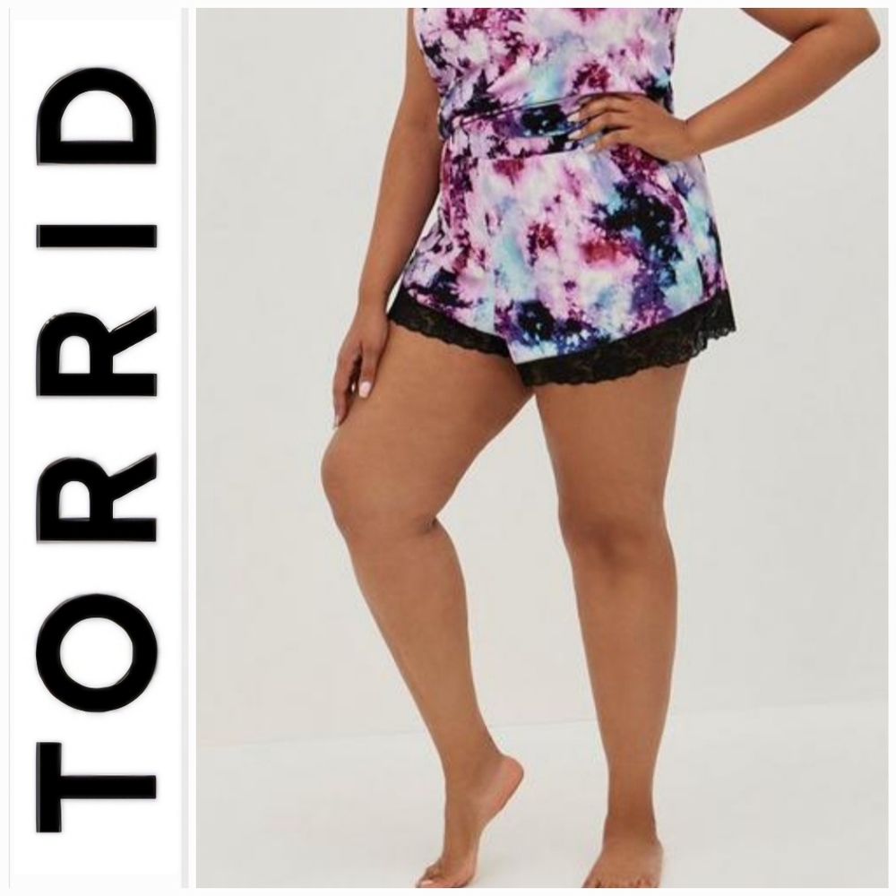 Torrid Super Soft Tie Dye Lace Trim Sleep Shorts 4X NWOT